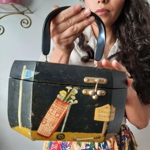 Vintage octagon wooden golf themed purse